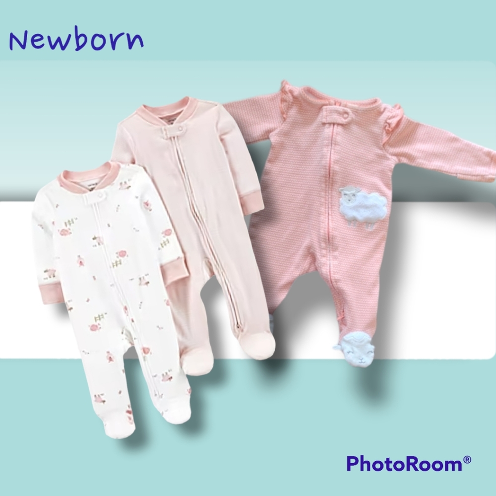 3 Carter's Sleep & Play Size Newborn